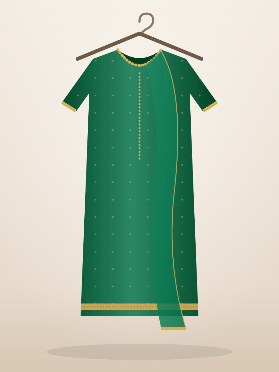Emerald Velvet Suit on a hanger