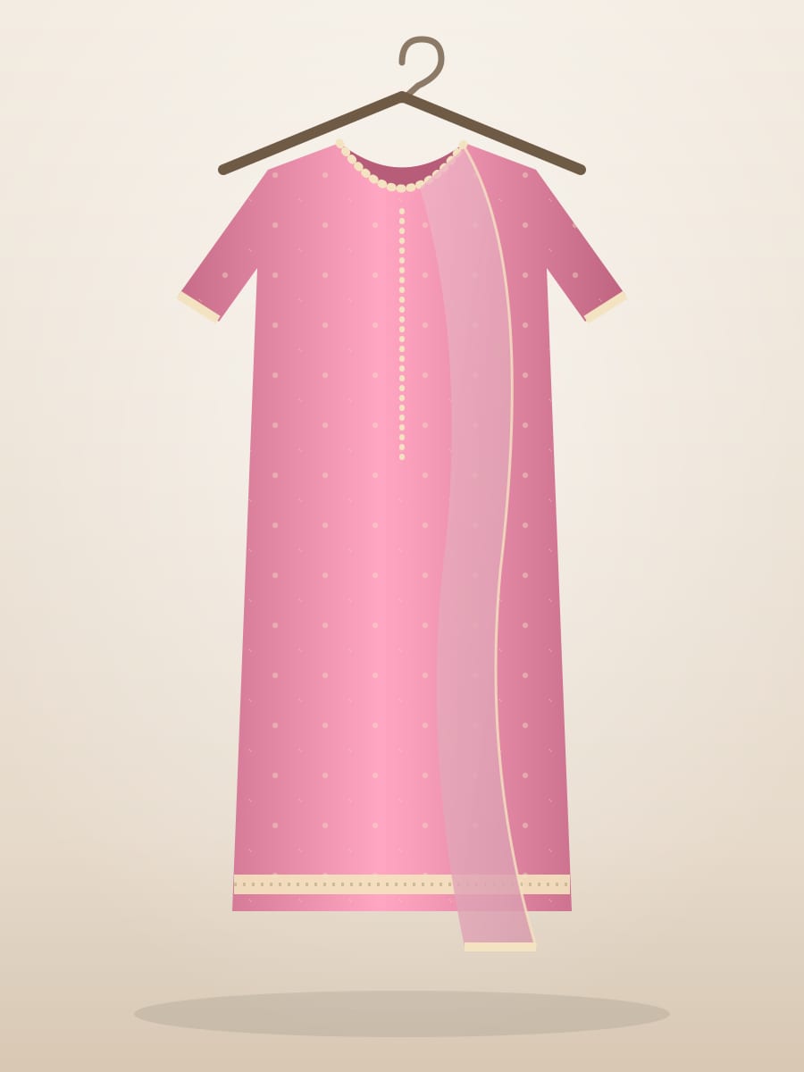 Pink Sequin Party Suit on a hanger
